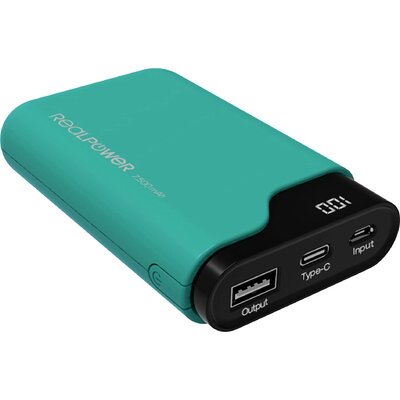 RealPower PB-7500C Powerbank 7500 mAh Lítiumion Zöld