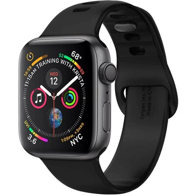 Apple Watch 1-6, SE (42 / 44 mm) / Watch 7-8 (45 mm) / Watch Ultra (49 mm), szilikon pótszíj, Spigen Silicone Fit, fekete