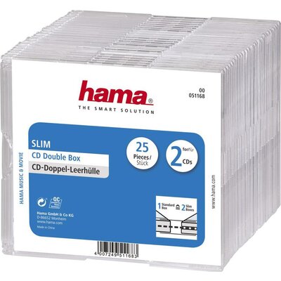 Hama CD tok 00051168 2 CD/DVD/Blu-ray Átlátszó Polisztirol 25 db