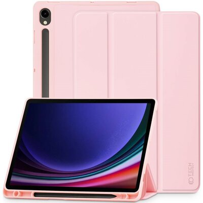 Samsung Galaxy Tab S9 FE (10.9) SM-X510 / X516B, mappa tok, közepesen ütésálló, érintőceruza tartóval, Trifold, TP SC Pen, rózsaszín