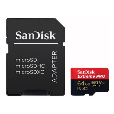 SANDISK SDSQXCU-064G-GN6MA SANDISK EXTREME PRO memóriakártya 64GB (microSDXC, Class 10, UHS-1, 200MB/s) + SD adapter