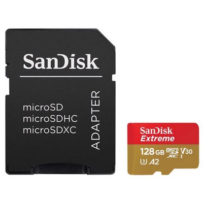 SANDISK SDSQXAA-128G-GN6GN SANDISK EXTREME memóriakártya 128GB (microSDXC, Class 10, UHS-1, 190MB/s) + SD adapter