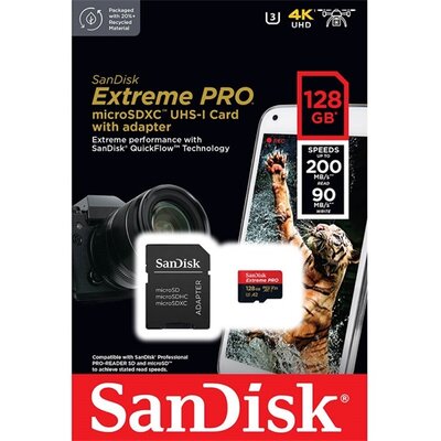 SANDISK SDSQXCD-128G-GN6MA SANDISK EXTREME PRO memóriakártya 128GB (microSDXC, Class 10, UHS-1, 200MB/s) + SD adapter [Oppo A79 5G, Lenovo Tab M11 (TB330)]