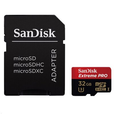 SANDISK SDSQXCG-032G-GN6MA SANDISK EXTREME PRO memóriakártya 32GB (microSDHC, Class 10, UHS-1, 100MB/s) + SD adapter