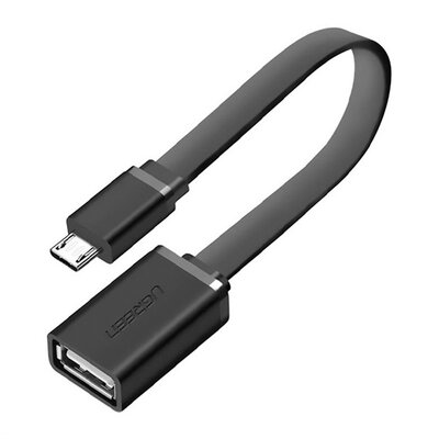 UGREEN US133 UGREEN adapter kábel (USB aljzat - microUSB, OTG, 15cm, lapos kábel) FEKETE