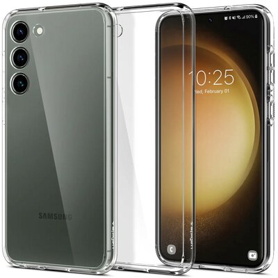 Samsung Galaxy S23 SM-S911, Műanyag hátlap védőtok + szilikon keret, Spigen Ultra Hybrid, átlátszó