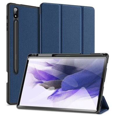 Samsung Galaxy Tab S9 Plus 12.4 SM-X810 / X816B, mappa tok, Trifold, S Pen tartóval, Dux Ducis Domo, sötétkék