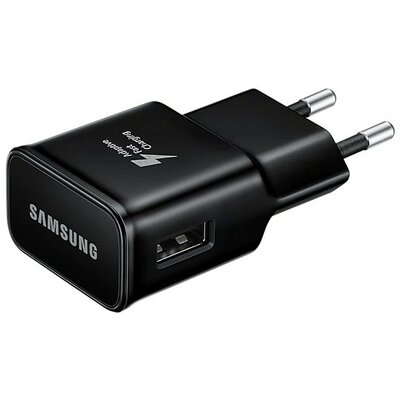 Hálózati töltő adapter, 15W, USB aljzat, gyorstöltés, Samsung, fekete, gyári