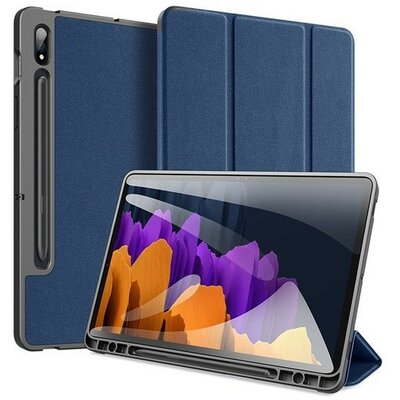 Samsung Galaxy Tab S7 11.0 / Tab S8 11.0, mappa tok, Trifold, S Pen tartóval, Dux Ducis Domo, sötétkék