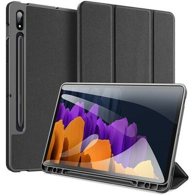 Samsung Galaxy Tab S7 Plus 12.4 / Tab S7 FE 12.4 / Tab S8 Plus 12.4, mappa tok, Trifold, S Pen tartóval, Dux Ducis Domo, fekete