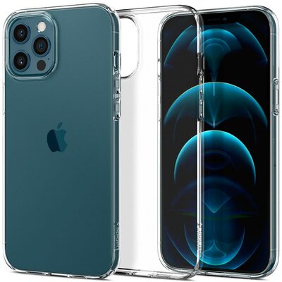 Apple iPhone 12 / 12 Pro, Szilikon tok, Spigen Liquid Crystal, átlátszó