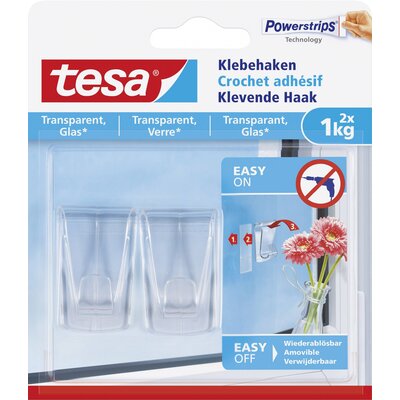 tesa Powerstrips® Ragasztó kampó Nagy Átlátszó