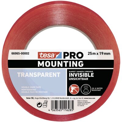 tesa Mounting PRO Transparent 66965-00002-00 Rögzítő szalag Átlátszó (H x Sz) 25 m x 19 mm 1 db