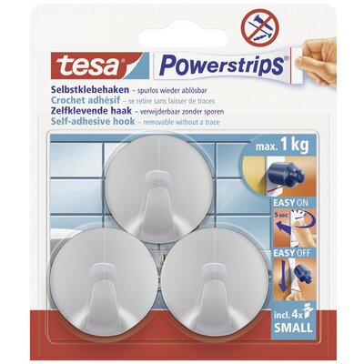 tesa POWERSTRIPS® Ragasztó kampó kicsi kerek Króm (matt)