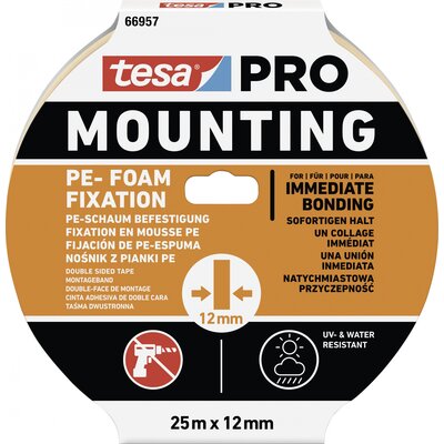 tesa Mounting PRO PE-Fixation 66957-00000-00 Rögzítő szalag Fehér (H x Sz) 25 m x 12 mm 1 db