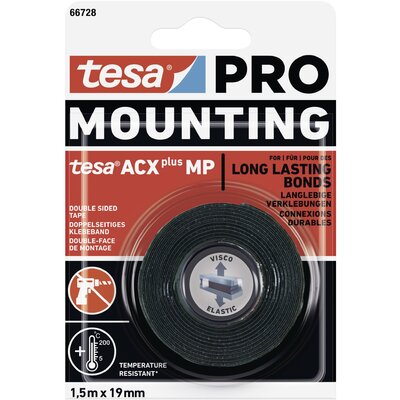 tesa Mounting PRO ACX+ 66728-00000-00 Rögzítő szalag Fekete (H x Sz) 1.5 m x 19 mm 1 db