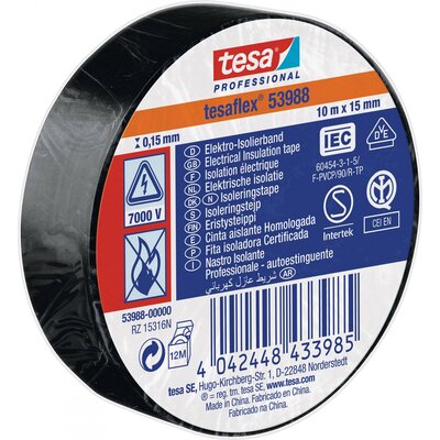 tesa Tesa 53988-00000-00 Szigetelőszalag tesa® Professional Fekete (H x Sz) 10 m x 15 mm 1 db