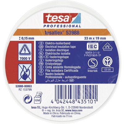 tesa tesaflex IEC 53988-00063-00 Szigetelőszalag Fehér (H x Sz) 33 m x 19 mm 1 db