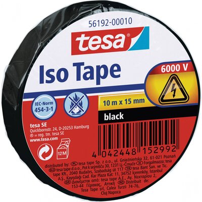 tesa Iso Tape 56192-00010-22 Szigetelőszalag Fekete (H x Sz) 10 m x 15 mm 1 db