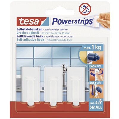 tesa POWERSTRIPS® Öntapadó kampó Small Classic Fehér