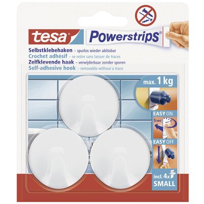 tesa POWERSTRIPS® Ragasztó kampó kicsi kerek Fehér