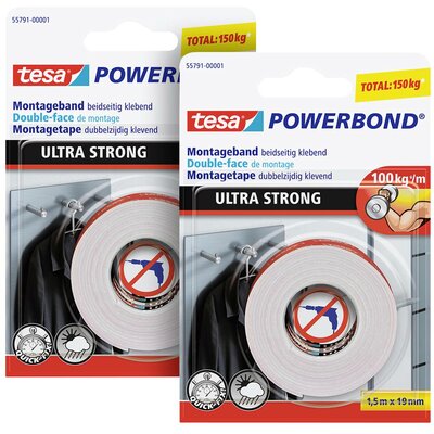 tesa ULTRA STRONG 55791 Rögzítő szalag (H x Sz) 1.50 m x 19 mm 2 db