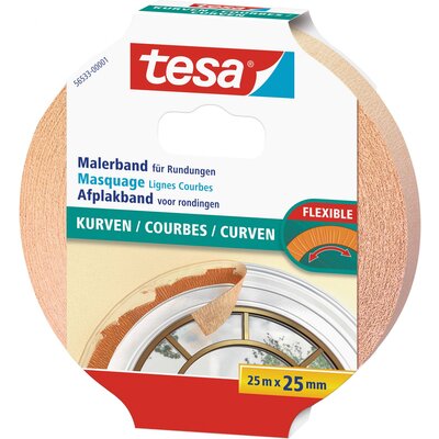 tesa KURVEN 56533-00001-02 Krepp szalag Bézs (H x Sz) 25 m x 25 mm 1 db