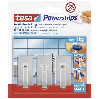 tesa POWERSTRIPS® Öntapadó kampó Small Classic Króm