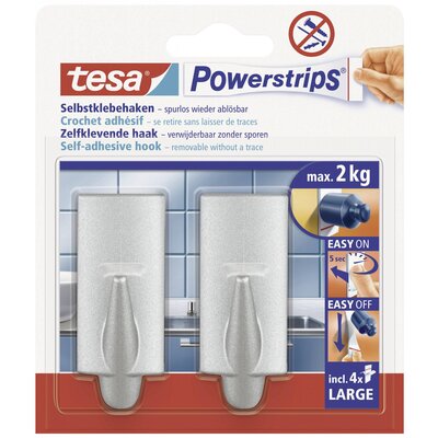 tesa POWERSTRIPS® Ragasztó horog nagy trend Króm (matt)