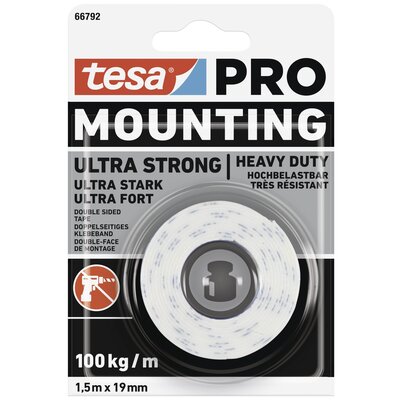 tesa Mounting PRO Ultra Strong 66792-00000-00 Rögzítő szalag Fehér (H x Sz) 1.5 m x 19 mm 1 db