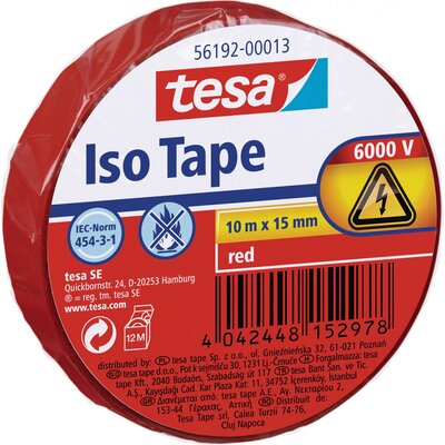 tesa Sonstige Installationstechnik 56192-00013-22 Szigetelőszalag Piros (H x Sz) 10 m x 15 mm 1 db