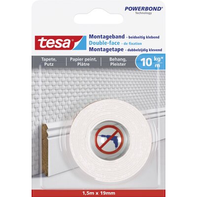 tesa WALLPAPER 77742-00000-00 Rögzítő szalag tesa® Powerbond Fehér (H x Sz) 1.5 m x 19 mm 1 db