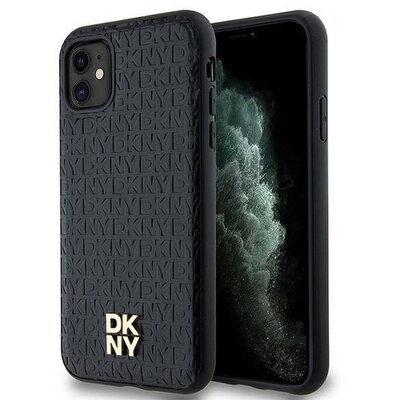 DKNY tok IPHONE 11 compatible with MagSafe DKHMN61PSHRPSK (DKNY HC MagSafe Pu Repeat Pattern W/Stack Logo) black