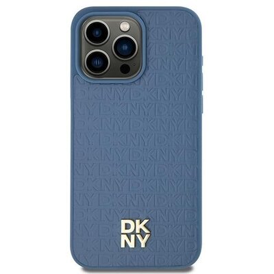 DKNY tok IPHONE 15 compatible with MagSafe DKHMP15SPSHRPSB (DKNY HC MagSafe Pu Repeat Pattern W/Stack Logo) blue