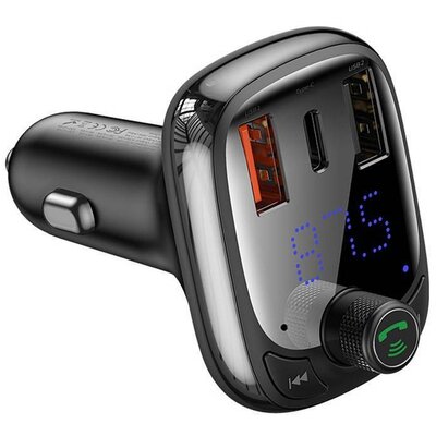 BASEUS autós töltő 2 x USB A + Type C + transmitter FM BT PD QC4.0 5A 36W S-13 CCMT000101 / CCMT000301 black