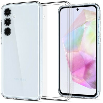 Samsung Galaxy A55 5G SM-A556B, Műanyag hátlap védőtok + szilikon keret, Spigen Ultra Hybrid, átlátszó