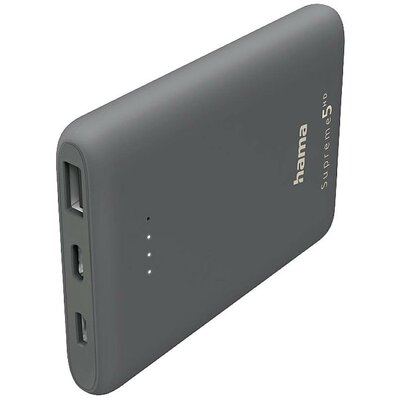 Hama Powerbank 5000 mAh LiPo USB-A, USB-C® Sötétszürke