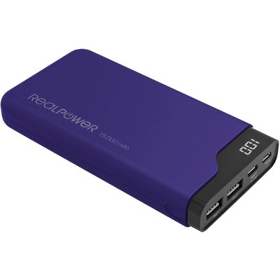 RealPower PB-15000C Powerbank 15000 mAh Lítiumion USB, USB-C® Navy kék