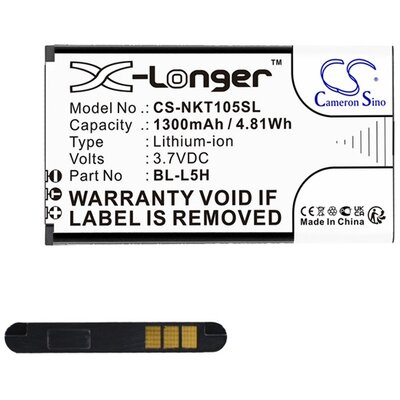 CAMERON SINO CS-NKT105SL CAMERON SINO Li-Ion akkumulátor (3,7V / 1300mAh, Nokia BL-L5H kompatibilis) FEKETE