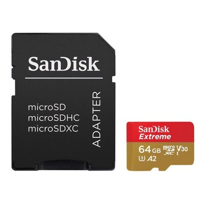 SANDISK SDSQXAH-064G-GN6MA SANDISK EXTREME memóriakártya 64GB (microSDXC, Class 10, UHS-1, 170MB/s) + SD adapter