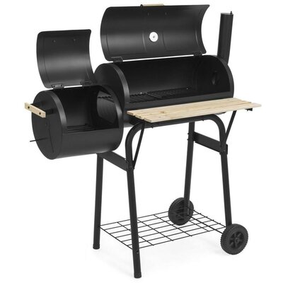 Barbecue kerti grillsütő és smoker, faszenes, 2in1