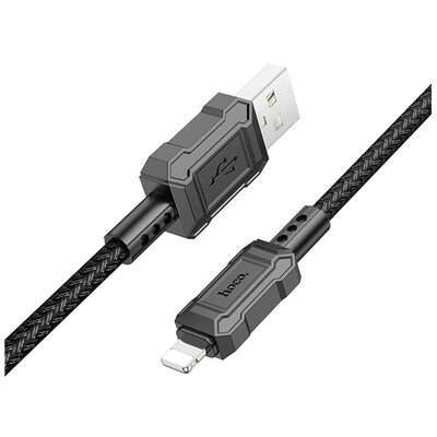 HOCO X94_UL_B HOCO X94 adatkábel (USB - lightning, 2.4A, gyorstöltő, 100cm, törésgátló) FEKETE