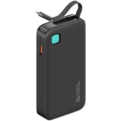 AWEI 10KCD22401 AWEI XY vésztöltő USB+Type-C aljzat (10000mAh, 20W, PD gyorstöltő, LED kijelző + fix Type-C kábel) FEKETE