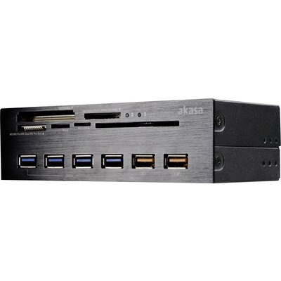 Akasa AK-HC-07BK Beépíthető memóriakártya olvasó 13.34 cm (5,25) USB 2.0 (Mainboard), USB 3.2 Gen 1 (Mainboard), Molex, SATA Fekete