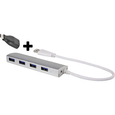 USB 3.0 hub, 4 portos, alumínium, Renkforce