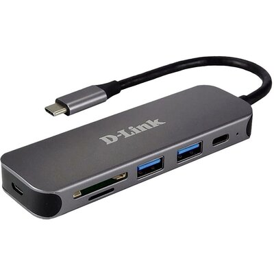 D-Link DUB-2325/E 5 port USB-C® (USB 3.1) Multiport hub Antracit