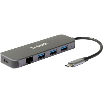 D-Link DUB-2334 5 port USB-C® (USB 3.1) Multiport hub Antracit