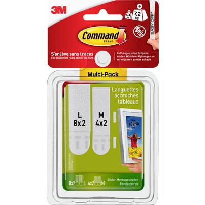 3M Command ™ képmontázs csíkok M és L, értékcsomag Fehér