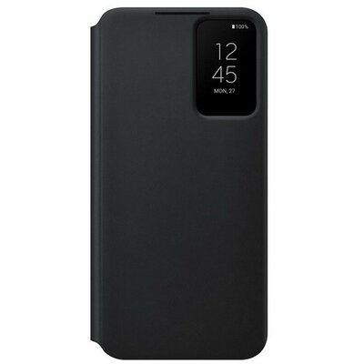 Samsung Galaxy S22 Plus 5G SM-S906, Oldalra nyíló tok, hívás mutatóval, Clear View Cover, fekete, gyári