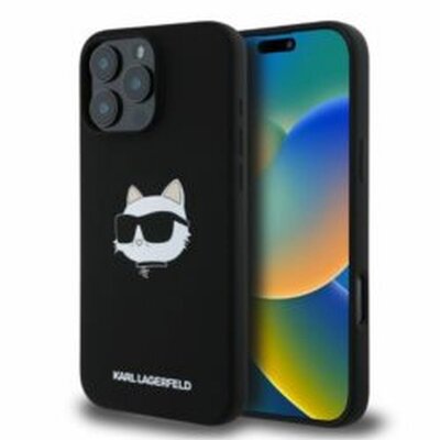 KARL LAGERFELD tok IPHONE 16 Pro compatible with MagSafe KLHMP16LSCHPPLK (Sil Choupette Head Print) black